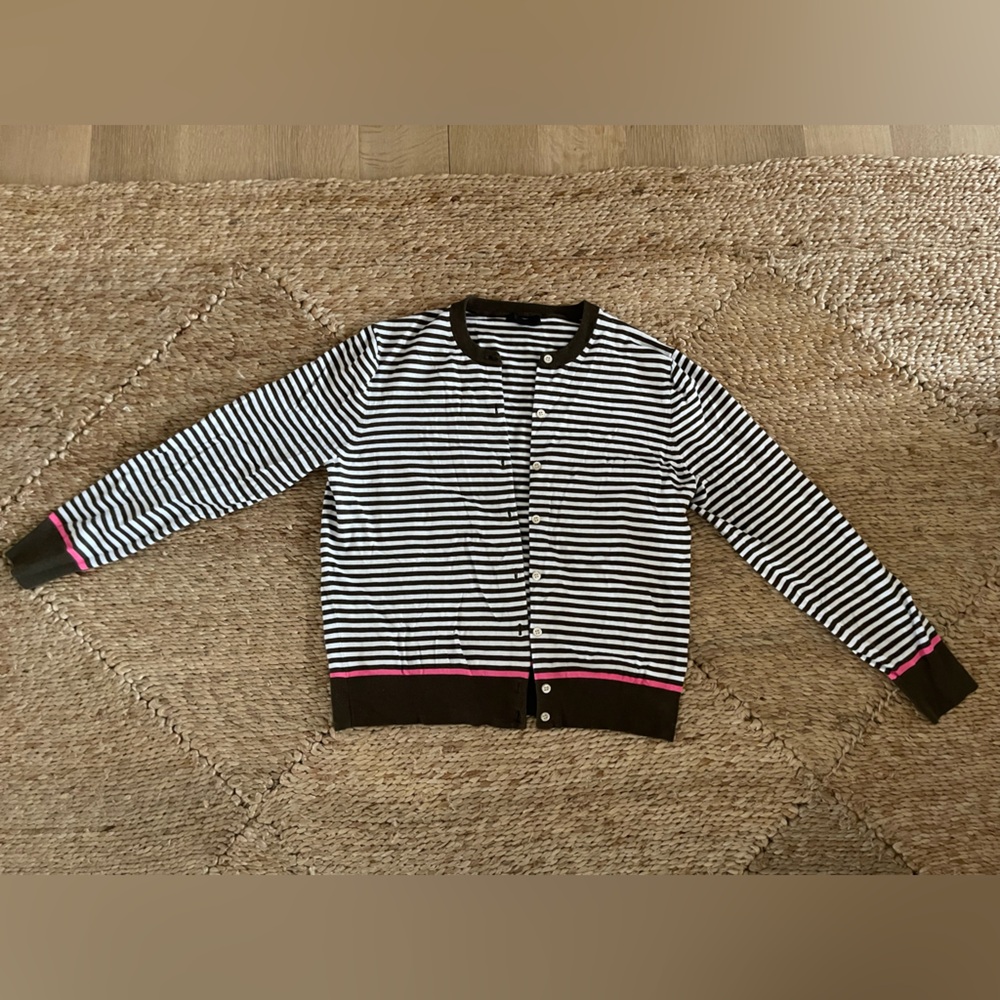 J. Crew Jackie Cardigan w/ Neon Pink Tipping Size XL